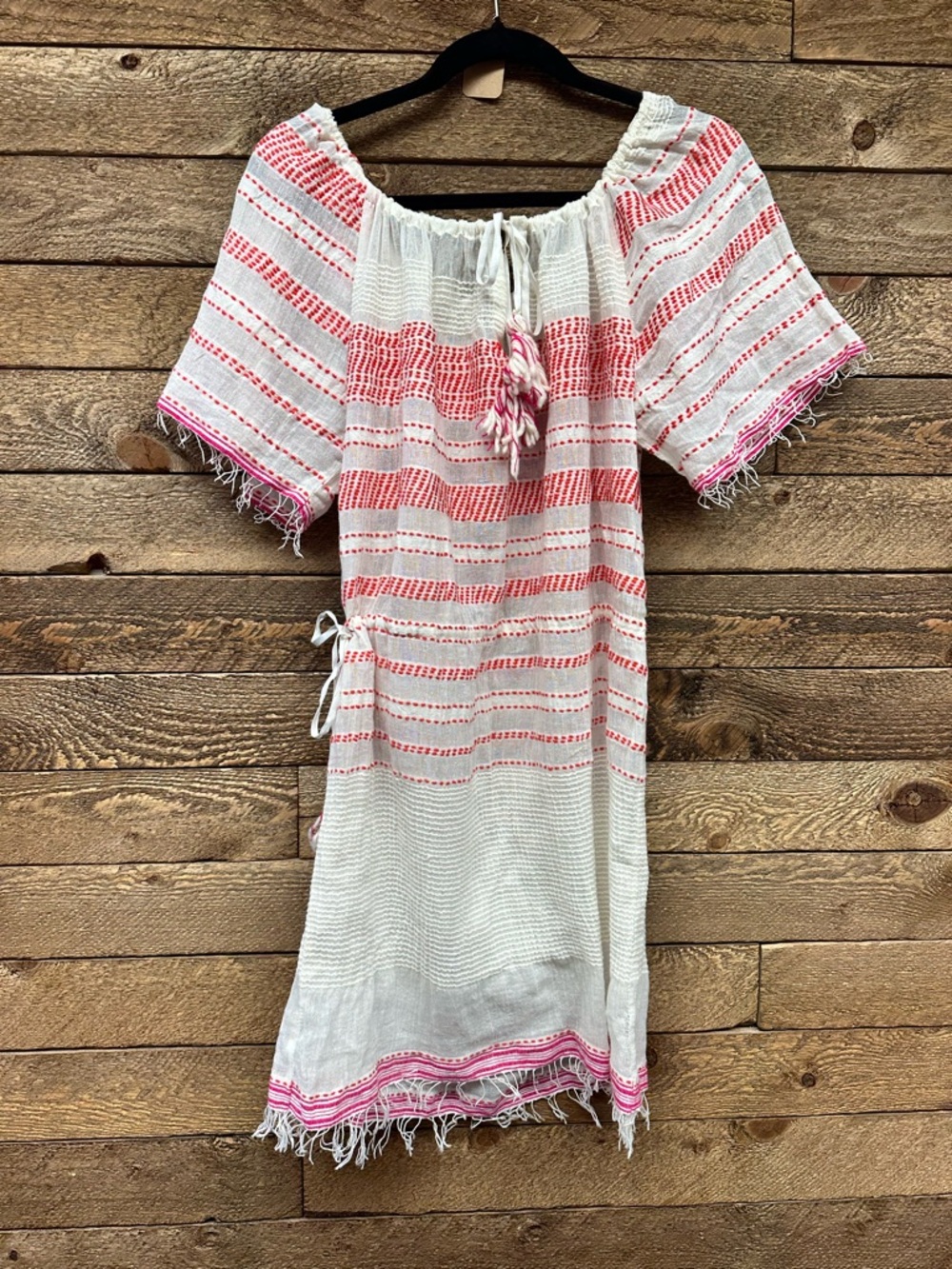 Lemlem Striped Tassel Cover-Up Dress Size M Pink & White Boho - Picture 8 of 8